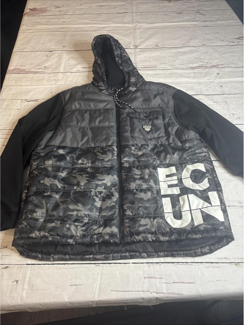 ECKO Unltd Camo Jacket Mens 3XL Hybrid Puffer Hoodie Full Zip (J3)